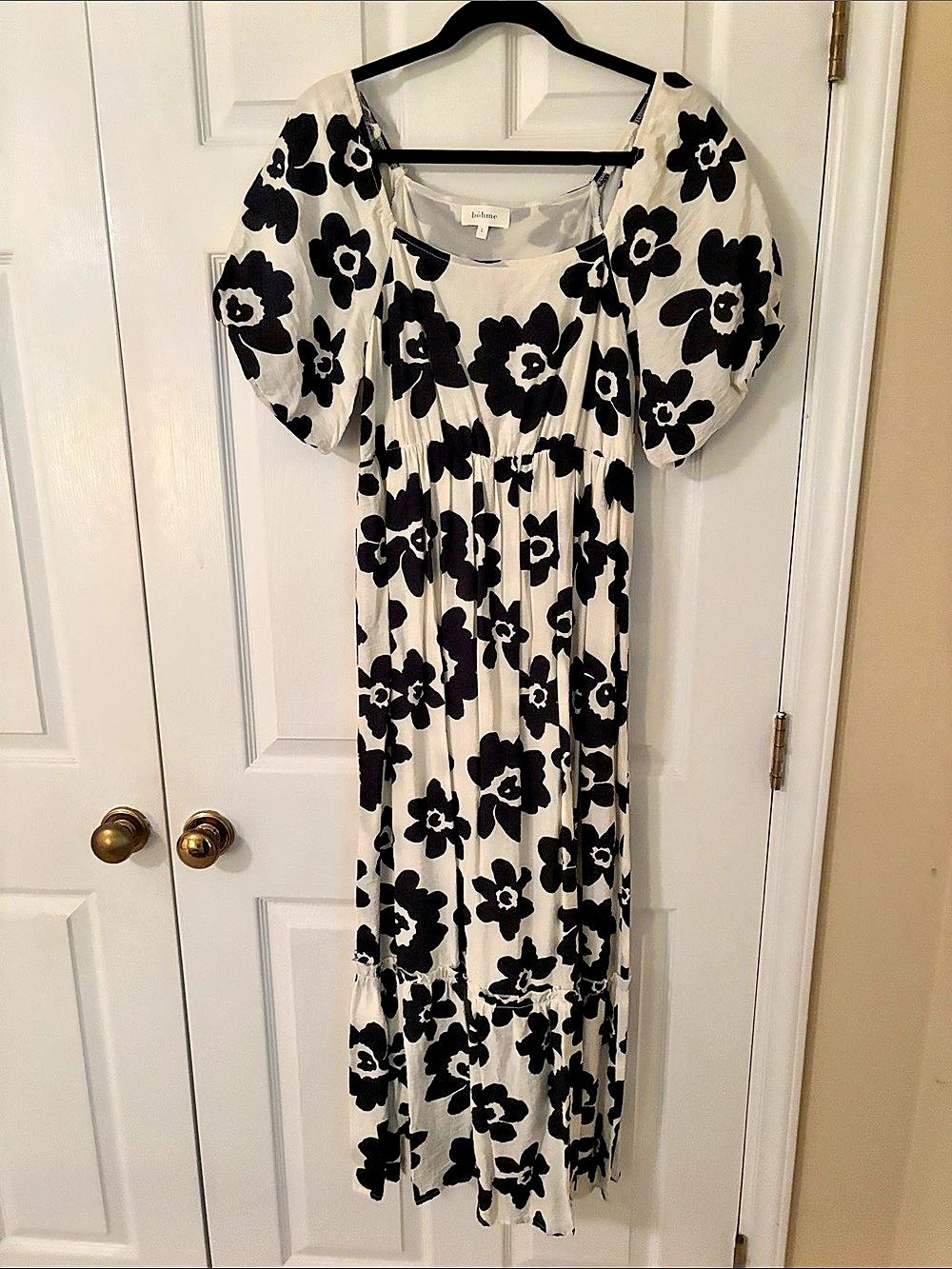 bohme Floral Maxi Dress Black & White Size Large Like New